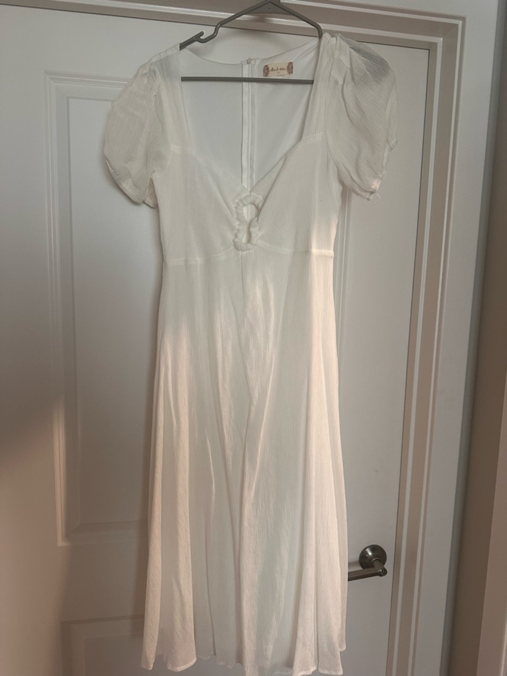 White Midi Keyhole Front Dress